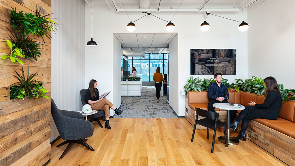 A group of people sitting in a room.